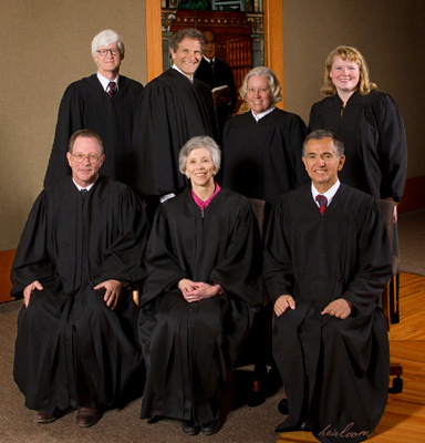 Back Row, from left: Justice Nathan B. Coats, Chief Justice Michael L. 
