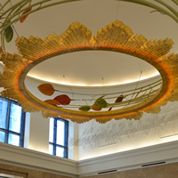 The art installation “Premise” by David Griggs, suspended above the information desk on the ground floor of the Ralph L. Carr Colorado Judicial Center office tower.